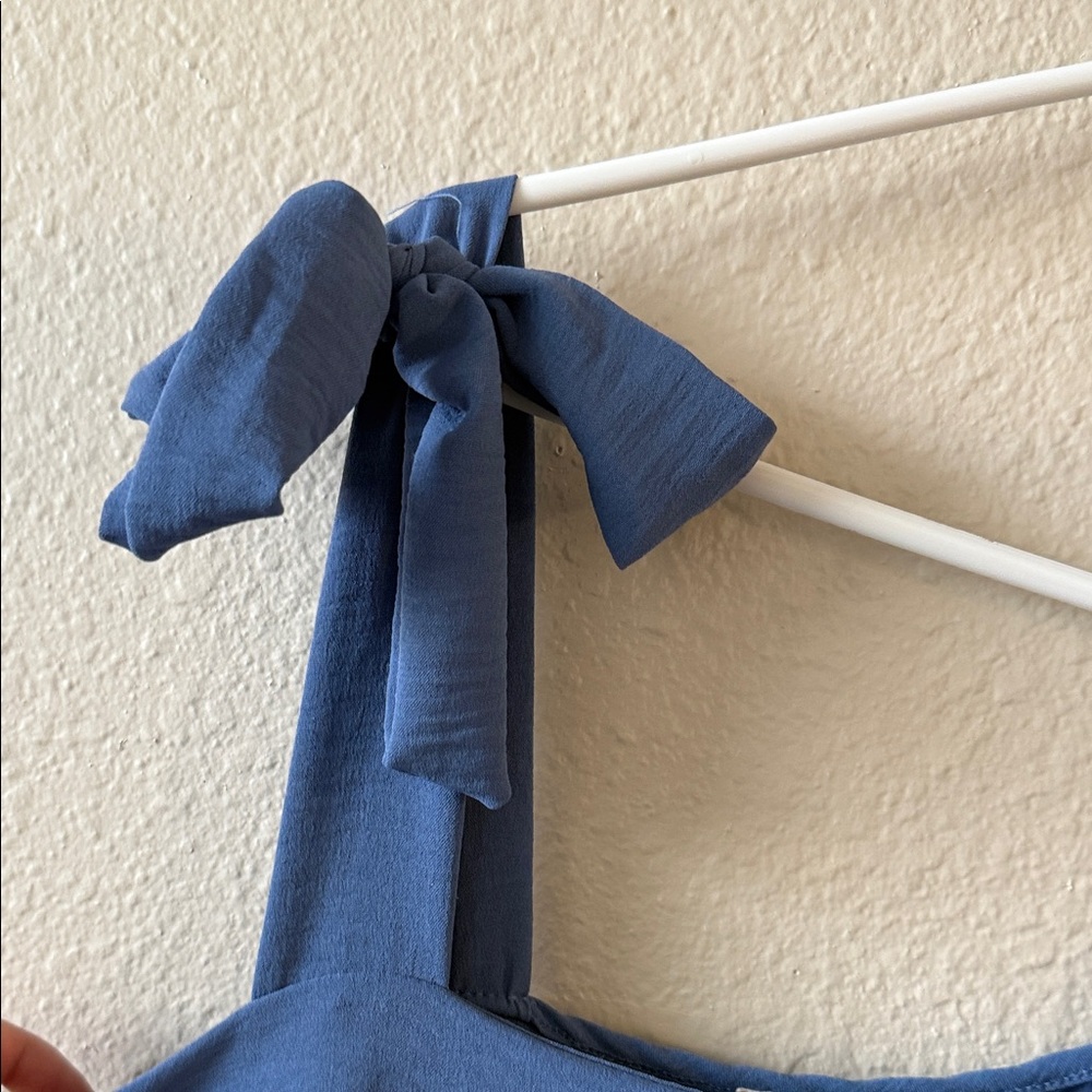 See You Monday Blue Midi Dress with Bow Straps - Picture 4 of 4